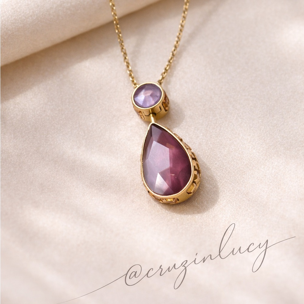 Swarovski Orbita Necklace, Drop cut crystal, Multicolored, Gold-tone Finish - Picture 13 of 15